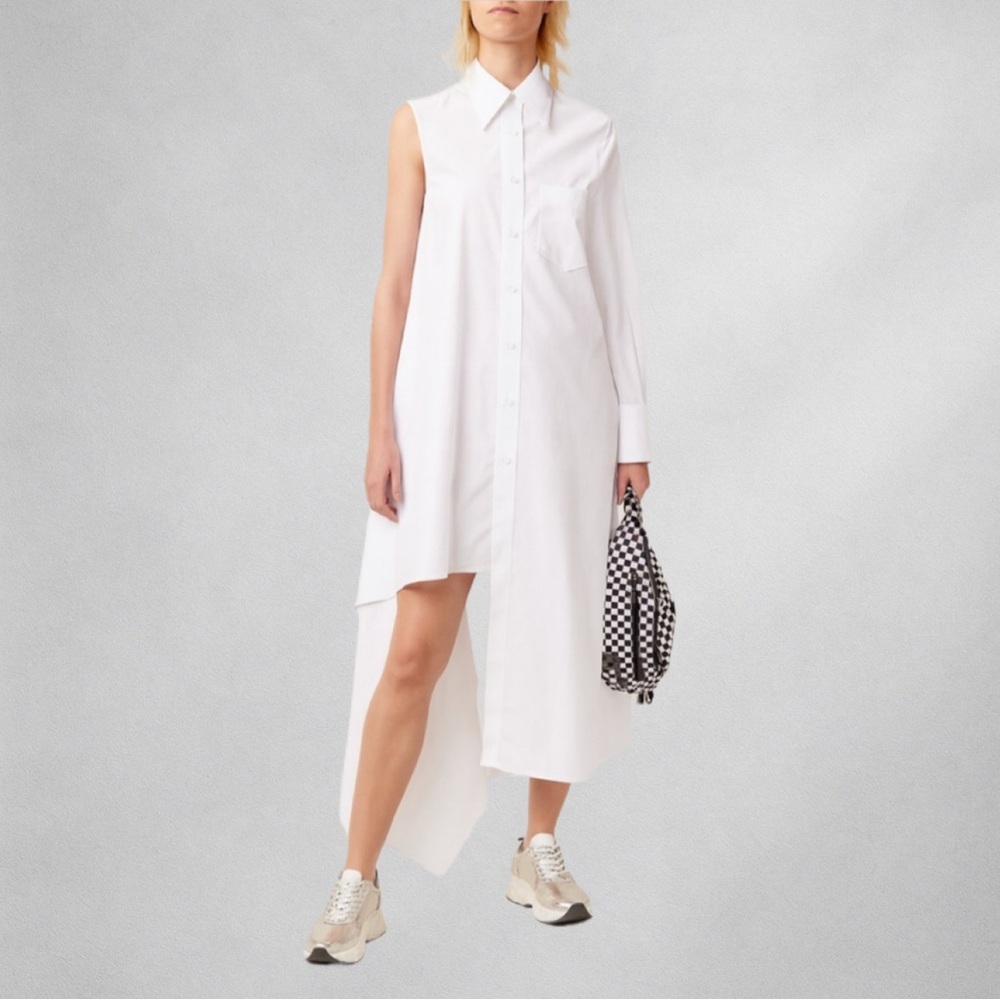 MM6 Maison Margiela Asymmetric Shirt Dress 6 White Cotton Avant-garde